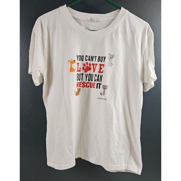 You Can't Buy Love but You Can Rescue It SPCAI WhiteT Shirt Size L Pets Cat Dog - Picture 1 of 7
